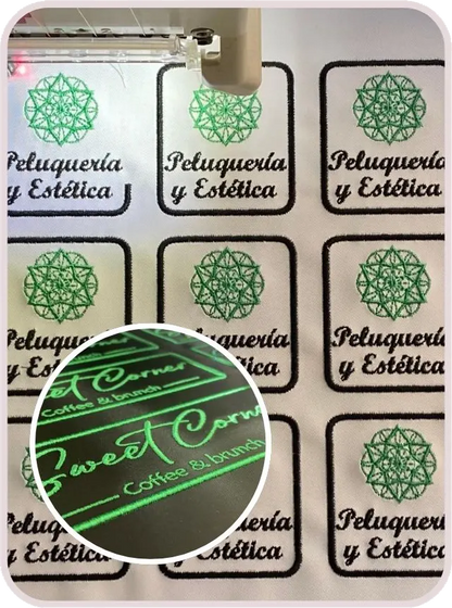 Bastidor de parches termoadhesivos con fondo de tela